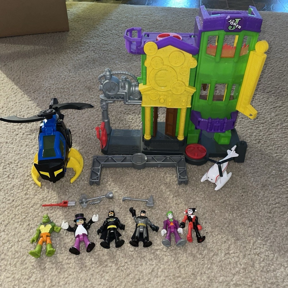 Imaginext DC Super Friends Joker Laff Factory Playset Batman Figures Batcopter